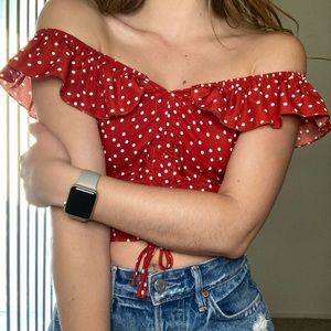 Red Polka Dot Crop Top